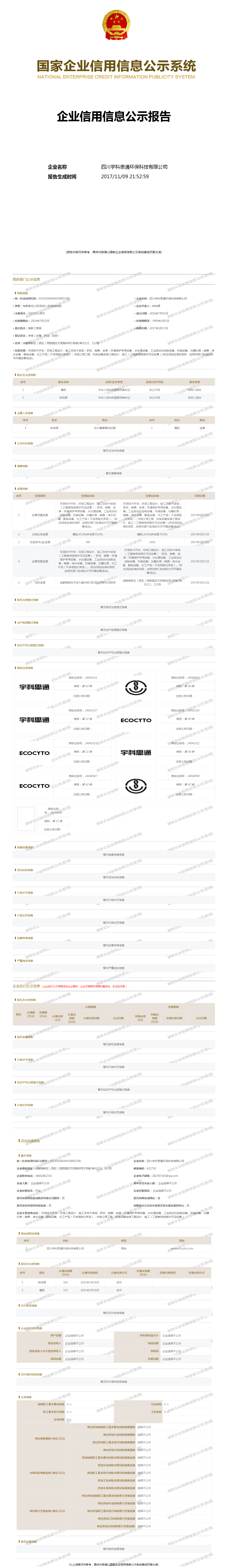 四川宇科思通环保科技有限公司 工商官网信息快照