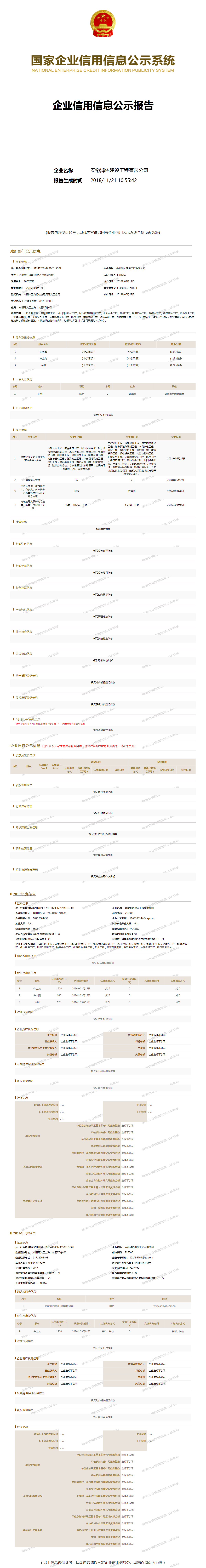 安徽鸿佑建设工程有限公司 工商官网信息快照