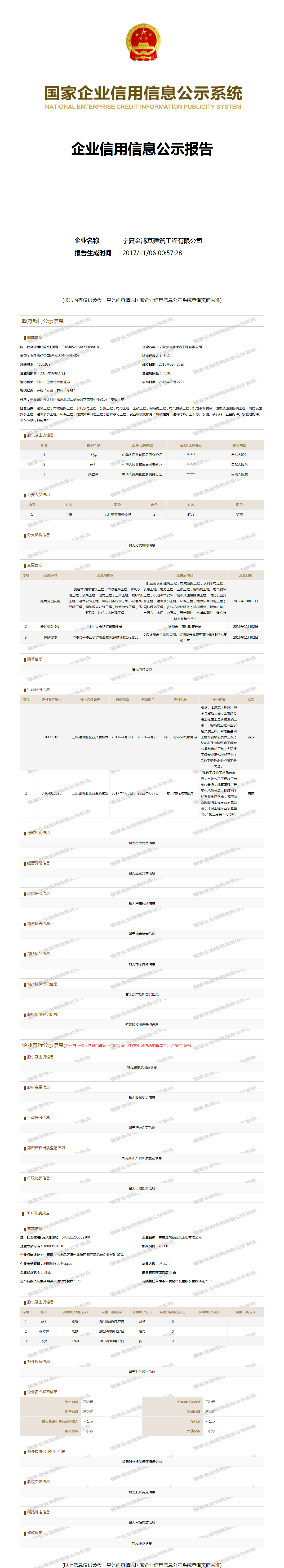 宁夏金鸿基建筑工程有限公司 工商官网信息快照