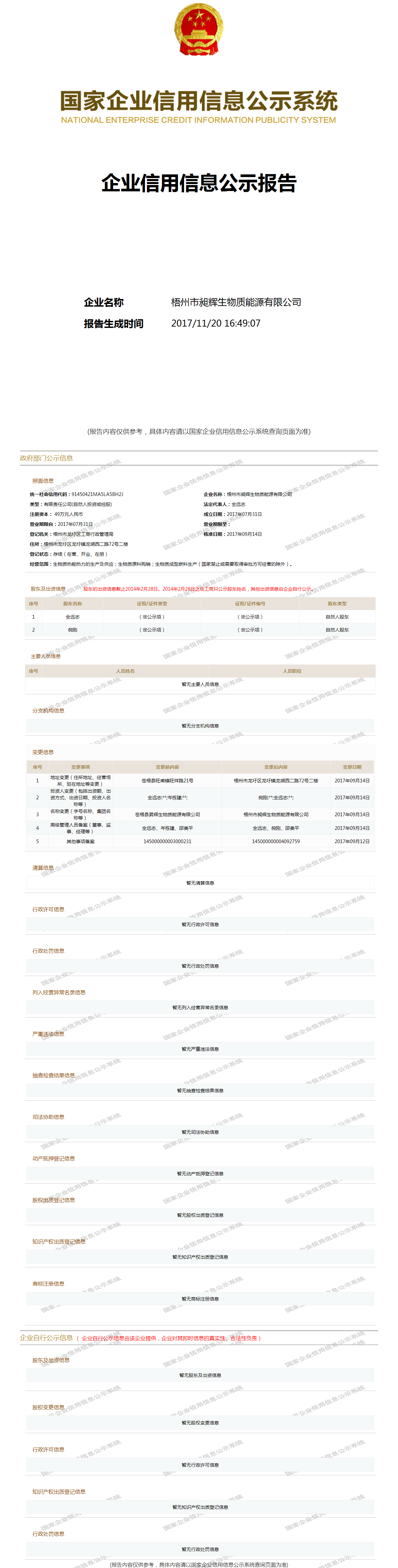 梧州市昶辉生物质能源有限公司 工商官网信息快照